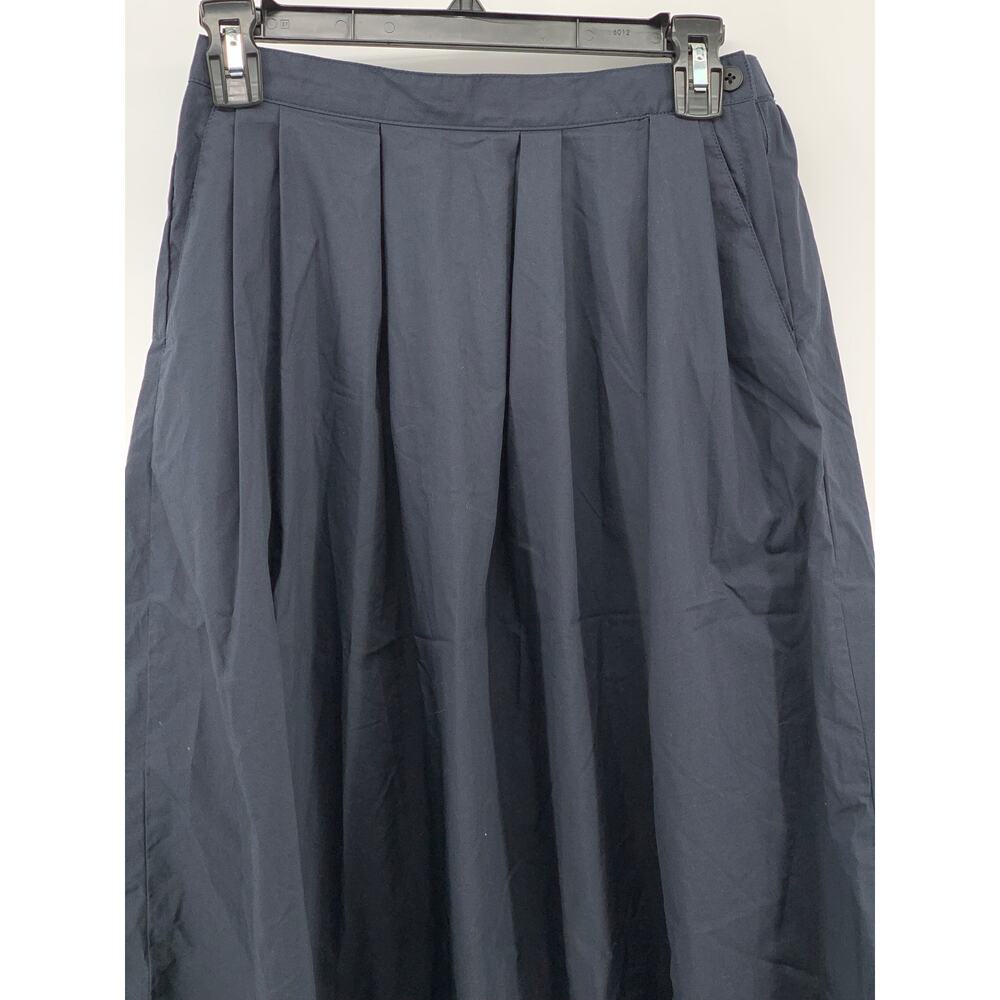 MUJI Women's Navy Blue Elastic-Waist A-Line Relaxed Fit Cotton-Blend Skirt SZ S - Picture 3 of 11